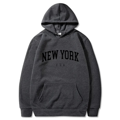 Women New York U.S.A City Hoodies Fashion Letter Printed Graphic Sweatshirts Loose CasuaMen l Harajuku Hooded Pullover Sportwear