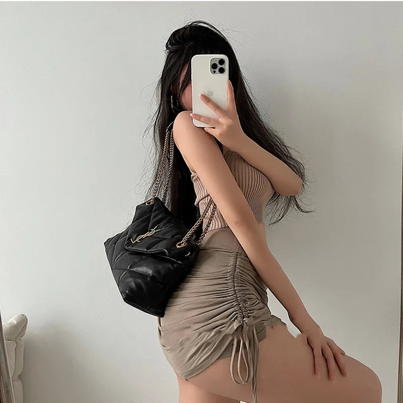 Summer Tank Top for Women 2024 Knitted Bustier Going Out Outfits Solid Color Trendy Basic Slim Fit Y2k Women&