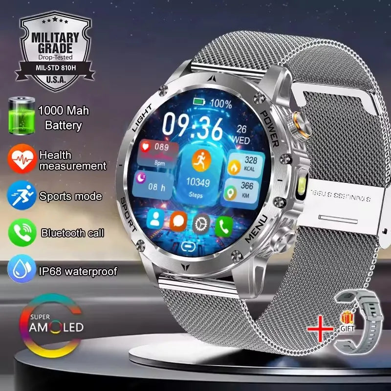 T-Rex 3 Military Grade 1000mAh Battery Smart Watch IP68 Waterproof GPS Bluetooth call AMOLED HD Men Sports 2026 New Smartwatch