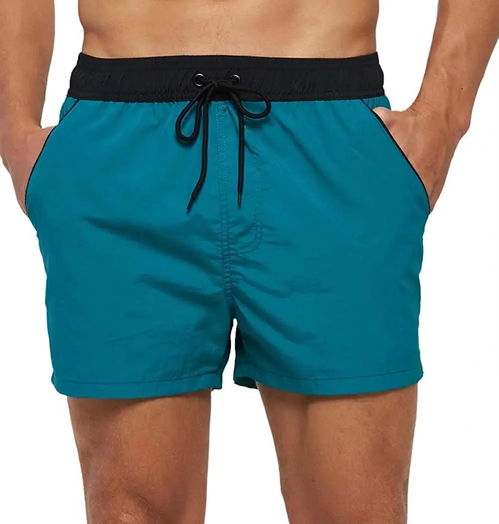 Men Summer Swim Shorts Swimwear Trunks Swimsuits Quickly Dry Surf Beach Board Elastic Waist Swim Pants Surffing Shorts with Mesh