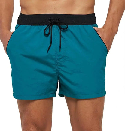 Men Summer Swim Shorts Swimwear Trunks Swimsuits Quickly Dry Surf Beach Board Elastic Waist Swim Pants Surffing Shorts with Mesh