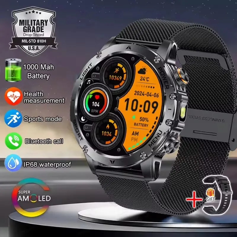 T-Rex 3 Military Grade 1000mAh Battery Smart Watch IP68 Waterproof GPS Bluetooth call AMOLED HD Men Sports 2026 New Smartwatch