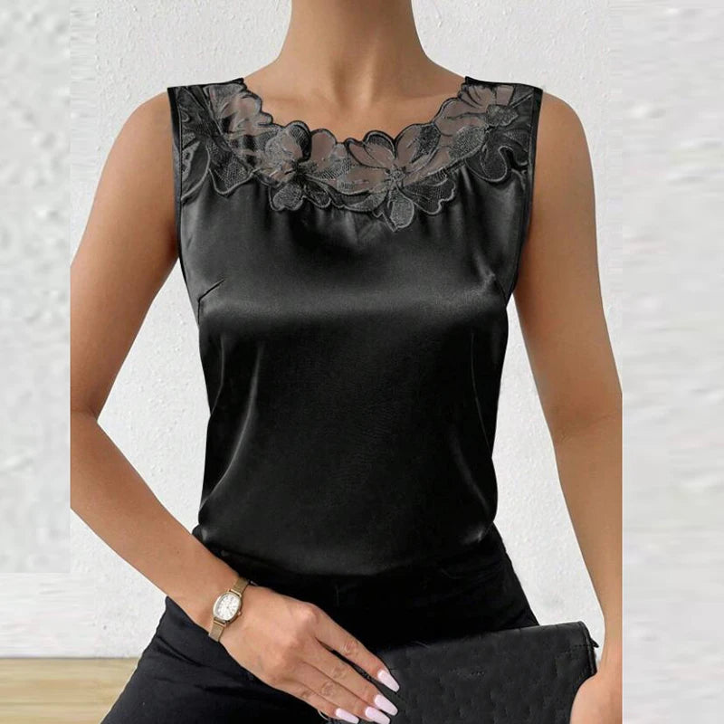 White Top Woman Sexy Lace Vest Women Sleeveless T-Shirts Tank Top Female Fashion T-shirts For Women