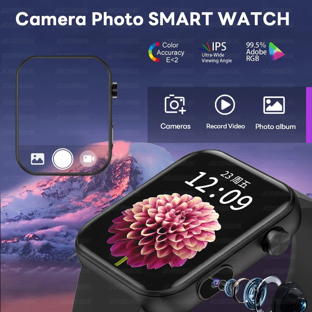 4K HD Smart Watch with Camera Men Recording Camera TWS Headset Local Music Bluetooth Calling Music Fashion Women Smartwatch 2025