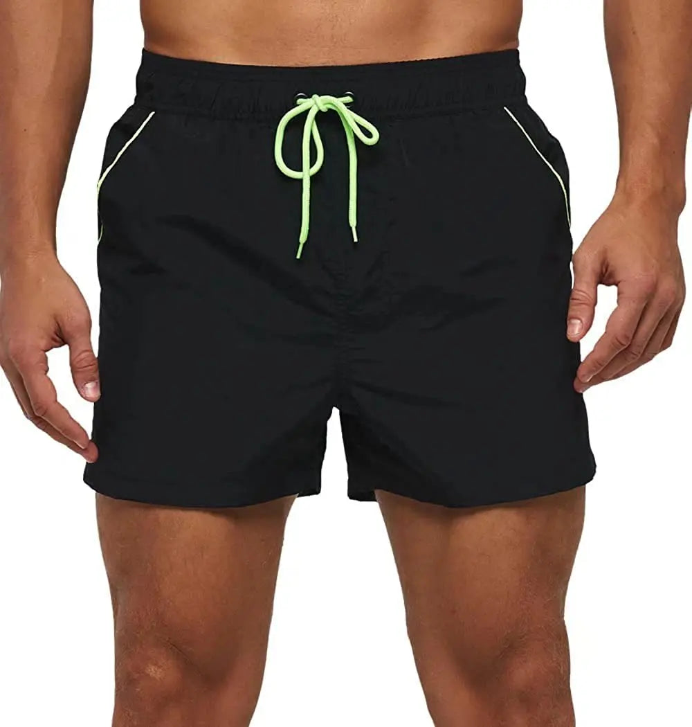 Men Summer Swim Shorts Swimwear Trunks Swimsuits Quickly Dry Surf Beach Board Elastic Waist Swim Pants Surffing Shorts with Mesh