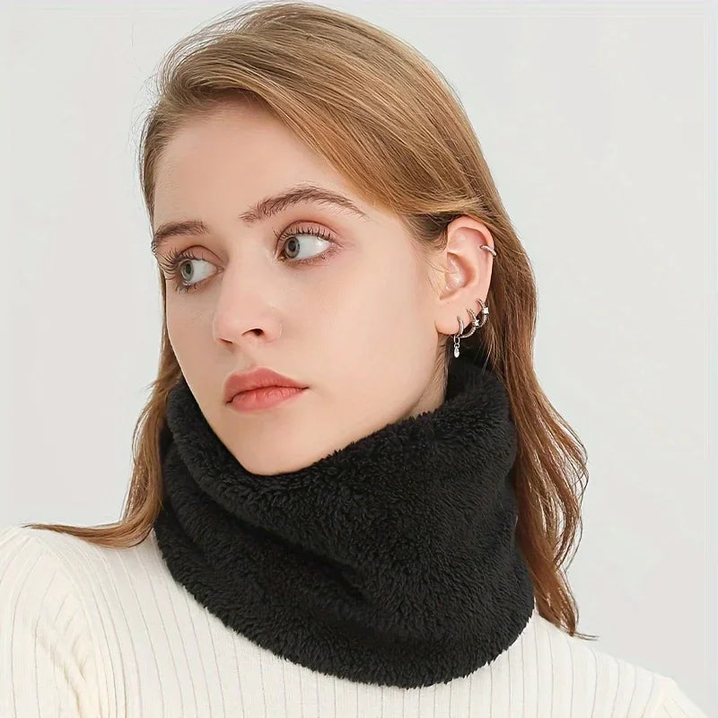 Warm Knitted Scarf Thickened Plush Windproof Winter Neck Gaiter Cold-proof Outdoor Sport Skiing Running Men Women Tube Scarf