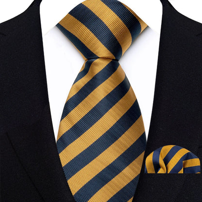Mens 8cm Tie Set Orange Brown Floral Stripes Wedding Tie Hadkerchief Set For Men Fashion Design Quality Hanky Necktie Set