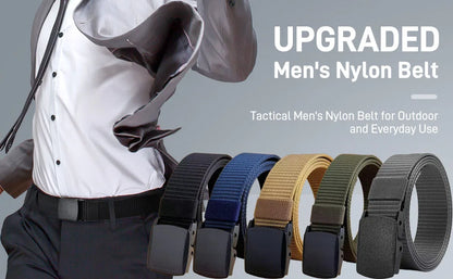 Tactical Belt for Man Golf Outdoor Casual Canvas Belt Black Training Trouser Belt Wide Automatic Buckle Nylon Belt Hunting Sport
