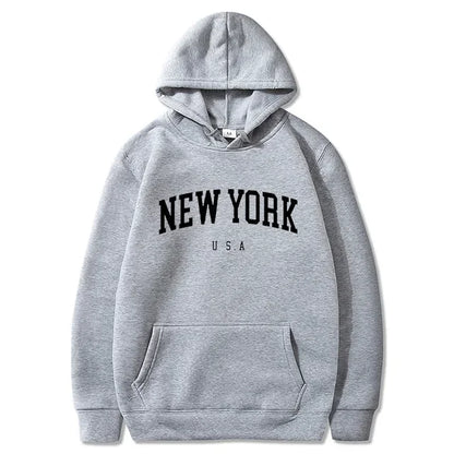 Women New York U.S.A City Hoodies Fashion Letter Printed Graphic Sweatshirts Loose CasuaMen l Harajuku Hooded Pullover Sportwear