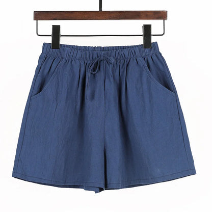 Women Summer Cotton Shorts Casual Solid Pockets Basic Shorts Elastic Waist loose shorts Soft Cool female Outwear Shorts