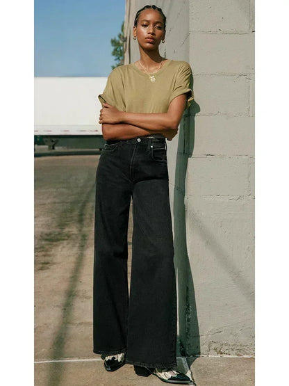 2025 Ins Fashion Jeans Women Comfortable High Waisted White Jeans Girls Thin Stretch Denim Pants Female Straight Leg Trousers