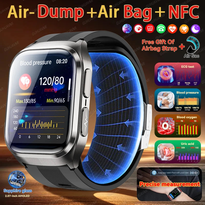 2026 New Upgrade AI Diagnostic  Airbag  Precise Blood Pressure Health SmartWatch Uric Acid ECG Blood lipids Smartwatch Men Women