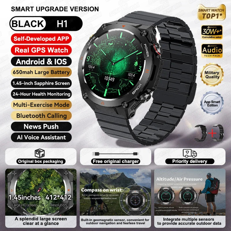 2025 New For Xiaomi GPS Sports Smart Watch Men Waterproof Fitness Trackr Bluetooth call 650Mah Battery Smartwatch Woman Bracelet