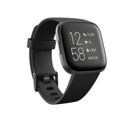 Fitbit Versa 2 Health and Fitness Smartwatch with Heart Rate, Music, Alexa Built-In, Sleep and Swim Tracking, Black/Carbon