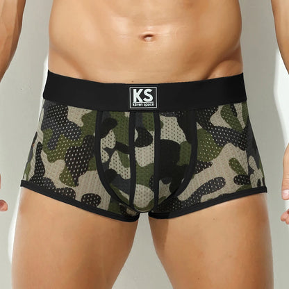 Fashion Boxers for Men Underwear Camouflage Printed Boxershorts Mesh Breathable Calzoncillos Hombre