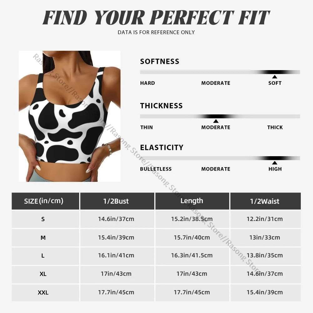 Women Sexy Sports Vest Cow Domestic Pattern Female Streetwear Sport Lingerie Tee Crop Top