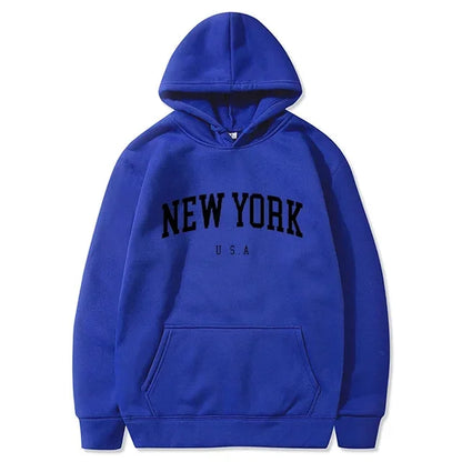 Women New York U.S.A City Hoodies Fashion Letter Printed Graphic Sweatshirts Loose CasuaMen l Harajuku Hooded Pullover Sportwear
