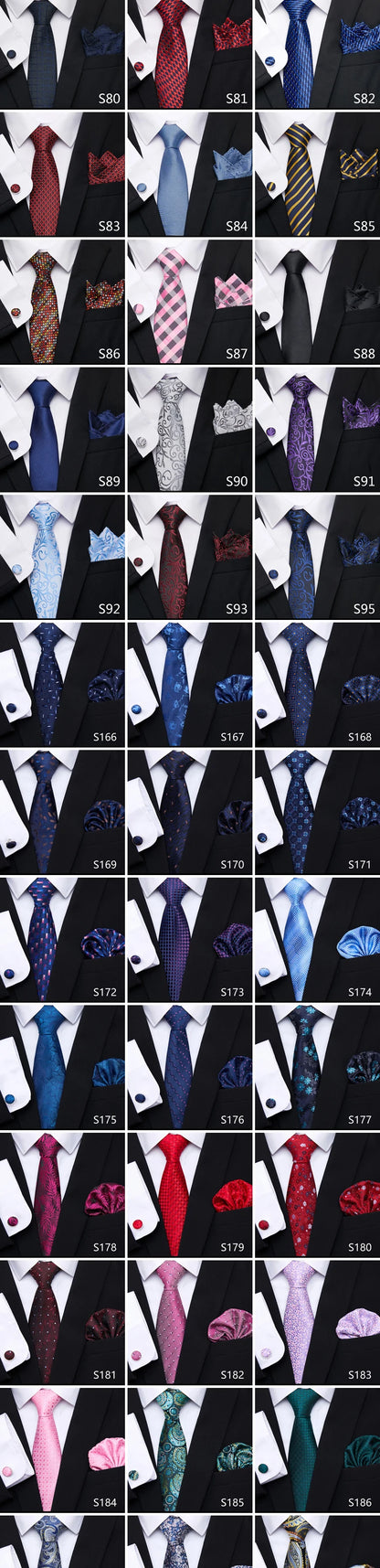 Men`s Tie Red Plaid print Jacquard Woven Tie Hanky Cufflinks Sets For Formal Wedding Business Party Free Postage