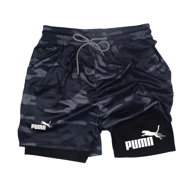 Summer breathable 2-in-1 double-layer shorts men&