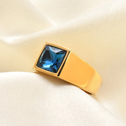 VQYSKO Big Square Cut Stone Signet Ring Exquisite Large Colour Quartz Cocktail Ring For Women Men Jewelry Party Gifts