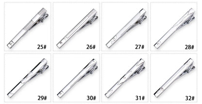 8pcs Tie Clips Metal Diamond With Box For Men Wedding Mens Necktie Clips Set Chrome Stainless Steel Jewelry Gentleman Ties Pin
