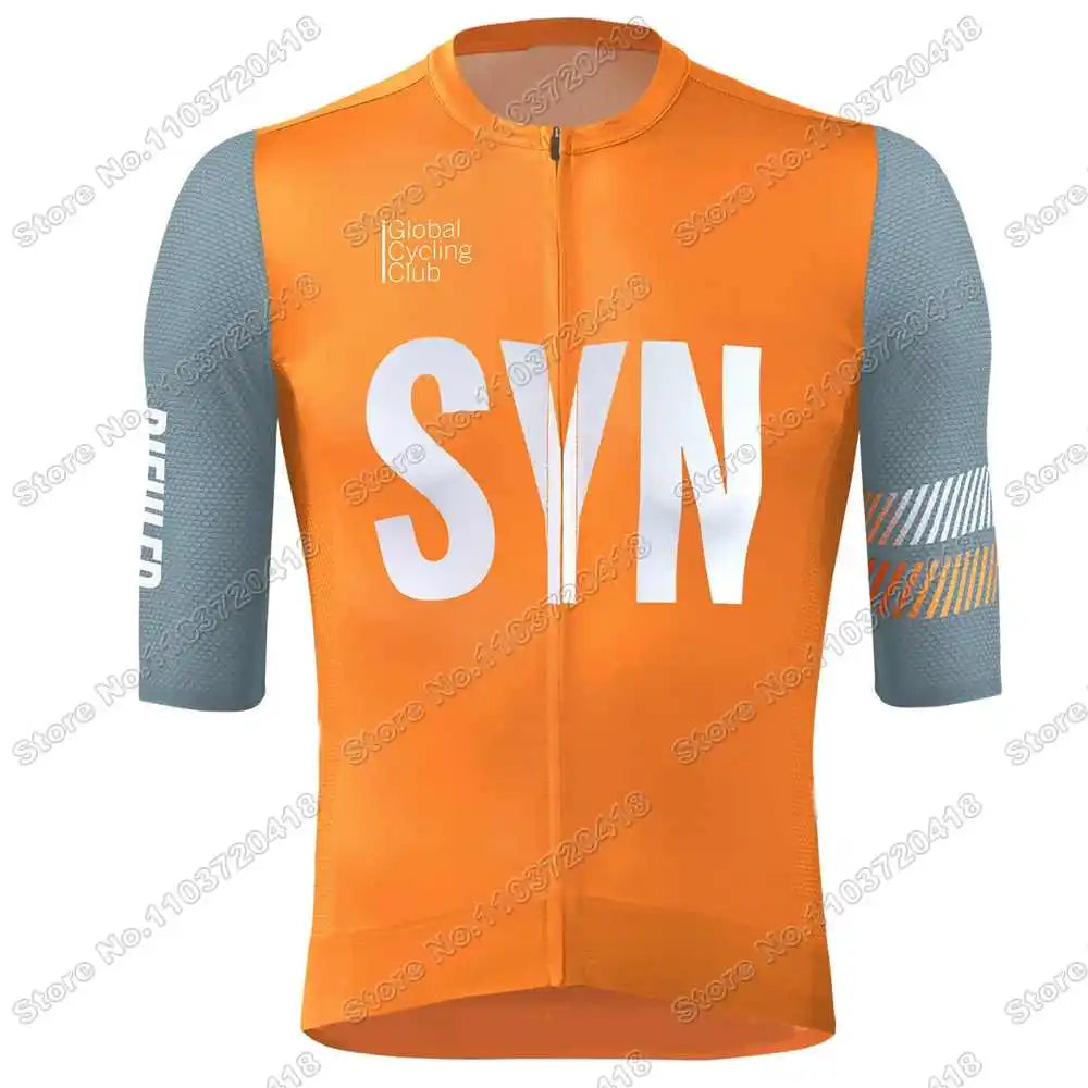 2025 SYN Cycling Jersey Set Pink Orange Green Grey Cycling Clothing Men Short Sleeve Kit Road Bike Shirt Suit Bicycle Bib Shorts