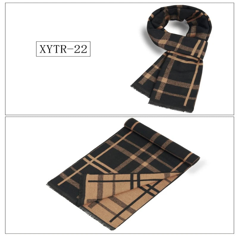 Classic Brand Scarfs for Men Thick Imitation Cashmere Shawl Scarves Winter Warm Business Muffler Scarves Long Wrap