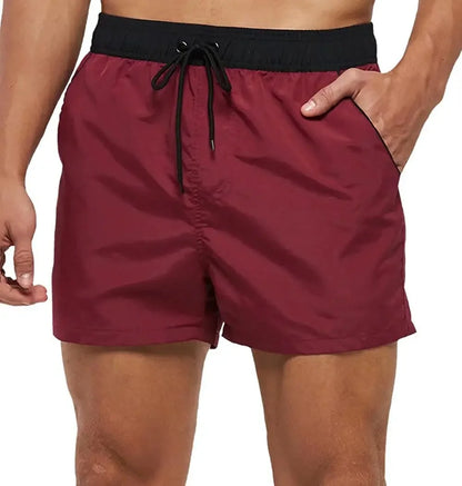 Men Summer Swim Shorts Swimwear Trunks Swimsuits Quickly Dry Surf Beach Board Elastic Waist Swim Pants Surffing Shorts with Mesh