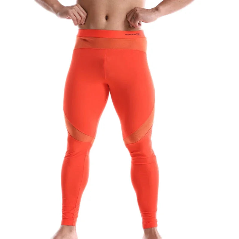 Men Long Johns Summer Ice Silky Mesh Pants Breathable Soft Sleep Wear Bottoms Tight Male Long Underwear Leggings Pajamas