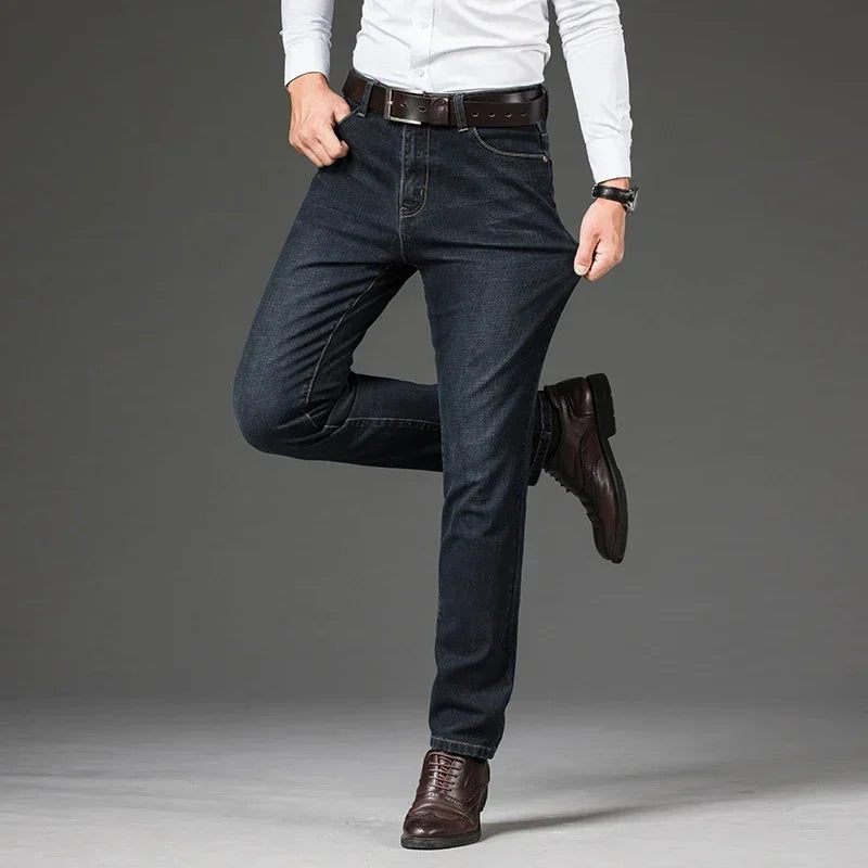 Large Size 40 42 44 46 2025 New Business Casual Stretch Trousers Classic Blue Denim Pants Male Men&