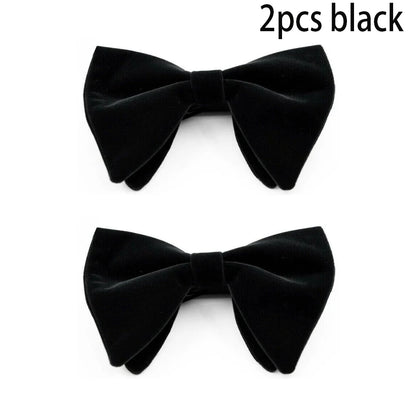 Mens Oversized Bow Tie Solid Velvet Bowtie Wedding Party Tuxedo Adjustable Necktie Big Bow Tie