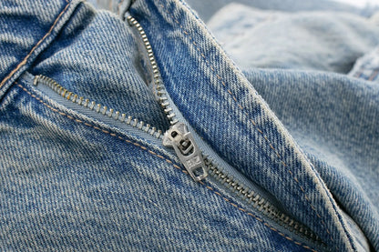 Jeans For Women 2024 Denim Solid Loose Zipper Fly Female Hole Trouser Pockets Wild Basic Commute Woman Wide Leg Long Pant