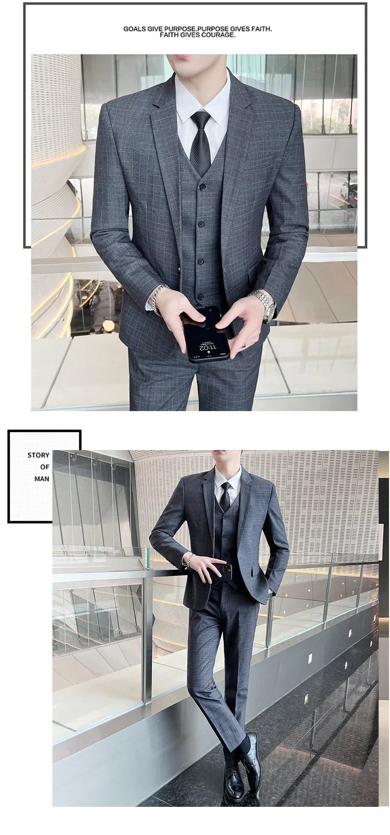 Suits  (blazer+ Vest + Pants) Men Fashion Business Casual Hosts Slim-fit Gentleman Wedding Work  Mens Suits 3 Piece M-5XL