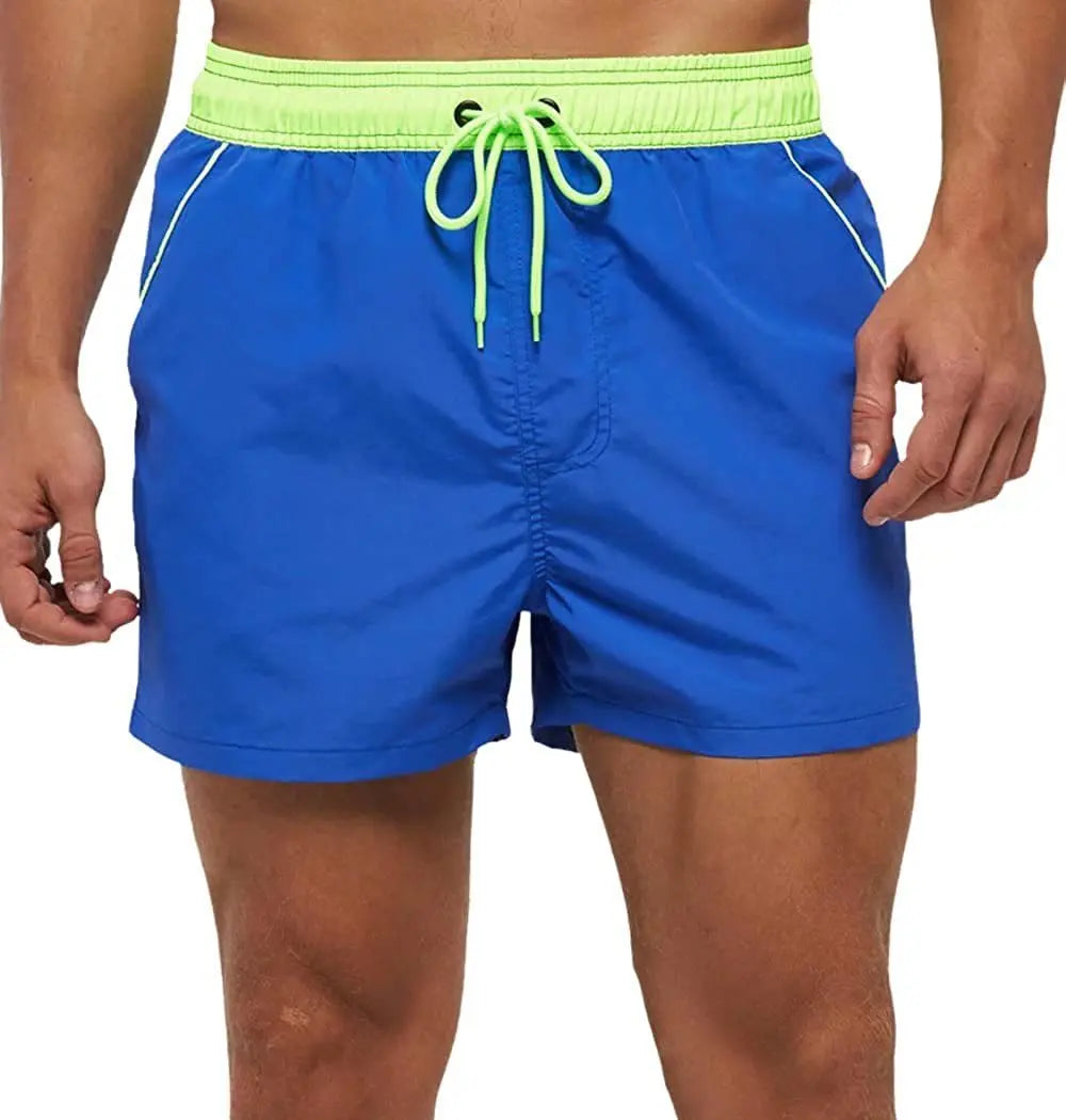 Men Summer Swim Shorts Swimwear Trunks Swimsuits Quickly Dry Surf Beach Board Elastic Waist Swim Pants Surffing Shorts with Mesh