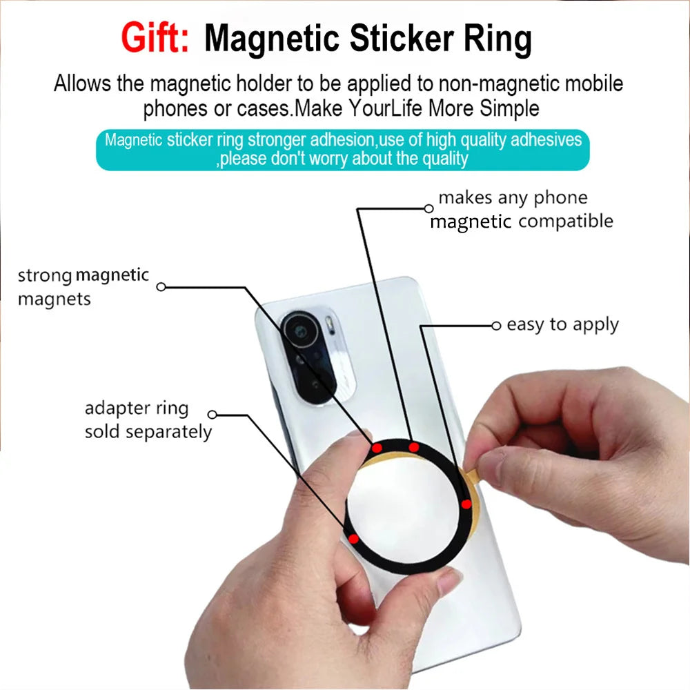 Grippopso Universal Magnetic Wallet Case Men Women Phone Card Holder Wallet With Finger Ring Holder Anti-scratch Card Case