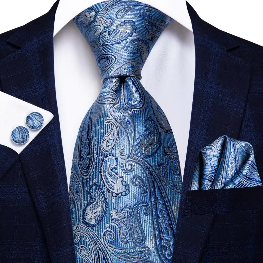 Hi-Tie Designer Burgundy Paisley 63inch Silk Mens Tie Extra Long Ties for Men Woven Classic 160cm Mens Necktie Pocket Square Set