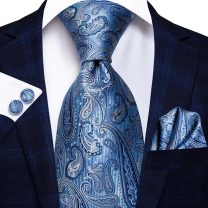 Hi-Tie Designer Burgundy Paisley 63inch Silk Mens Tie Extra Long Ties for Men Woven Classic 160cm Mens Necktie Pocket Square Set