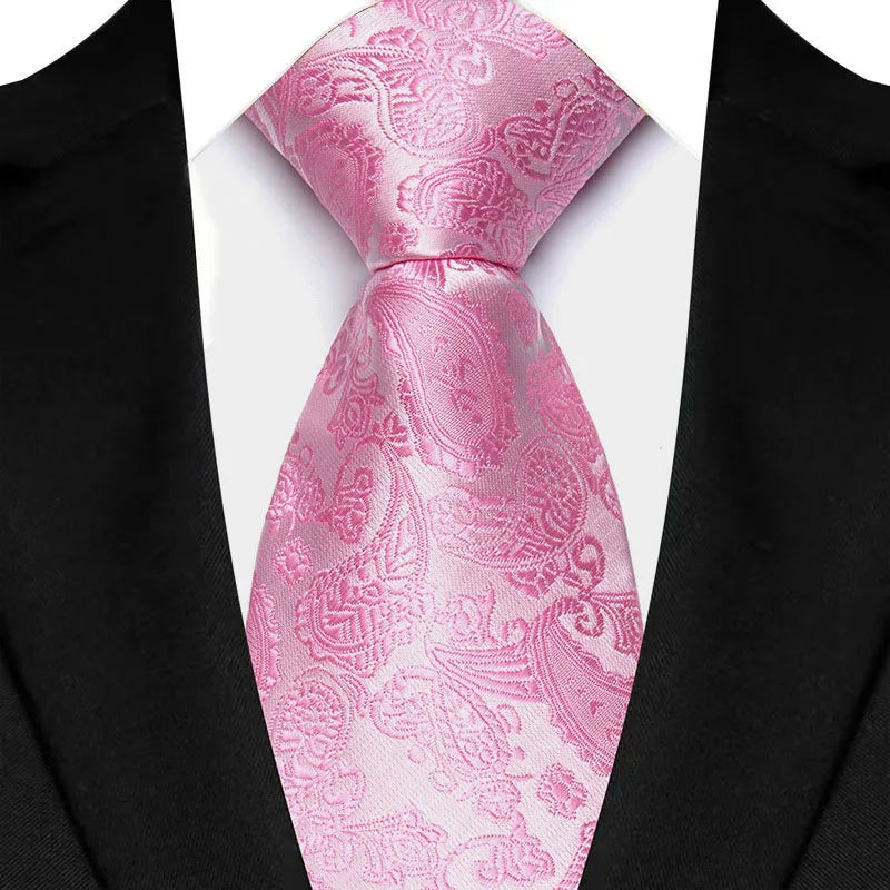 Luxury 8CM Mens Ties Solid Paisley Classic Business Necktie Jacquard Woven Neck ties For Men Groom Wedding Business Party