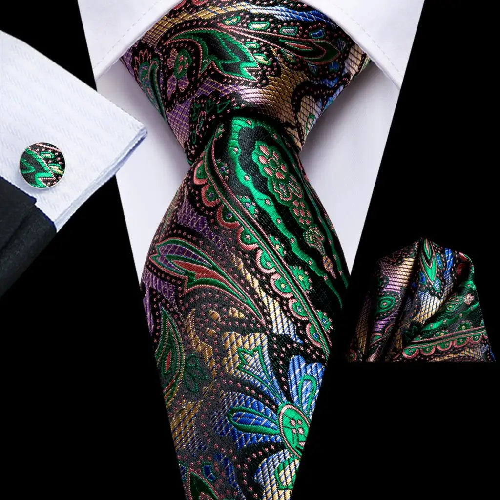 Hi-Tie Designer Burgundy Paisley 63inch Silk Mens Tie Extra Long Ties for Men Woven Classic 160cm Mens Necktie Pocket Square Set
