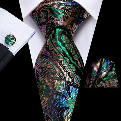 Hi-Tie Designer Burgundy Paisley 63inch Silk Mens Tie Extra Long Ties for Men Woven Classic 160cm Mens Necktie Pocket Square Set