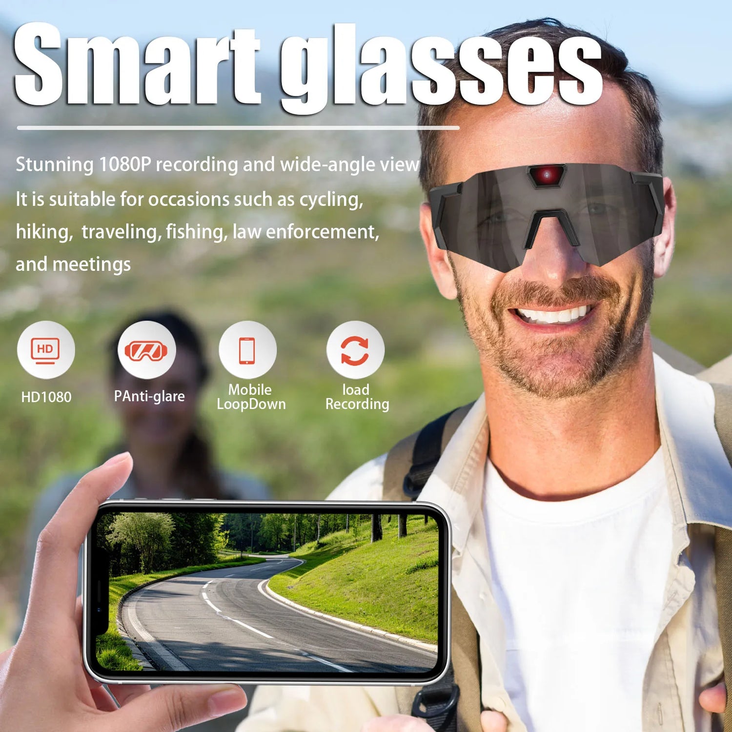 Cycling Action Sunglasses 64G ROM Sport Camera Sunglasses Sports Wearable Glasses Suitable for Men and Women