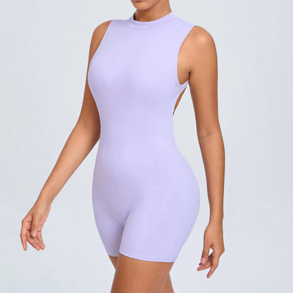Women Sexy V Back Scrunch Sports Jumpsuit Women Gym Bodysuits Backless Workout One-Piece Suit Sportswear Fitness Short Rompers