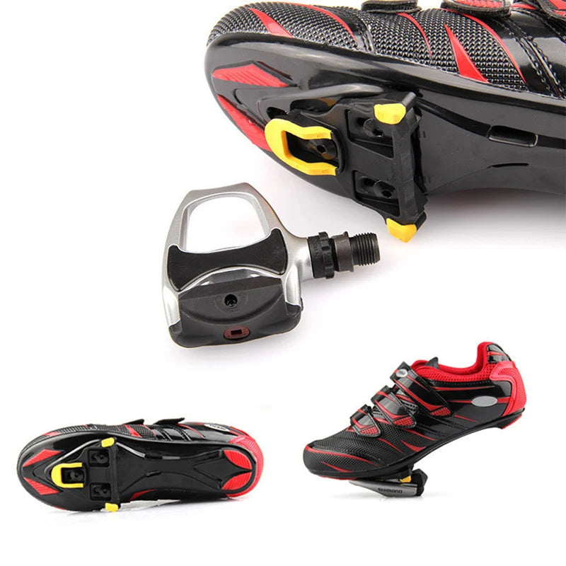 Bike Cleats Self-locking Cycling Pedals Cleat Set Lightweight Platform Pedals 3 Bearings Pedals Indoor Cycling &amp; Road Bike
