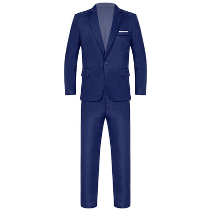 Men Gentleman Suit 2Pcs Formal Uniform Long Sleeve Lapel Blazer Jacket with Pants Office Meetings Business Wedding Party Outfits