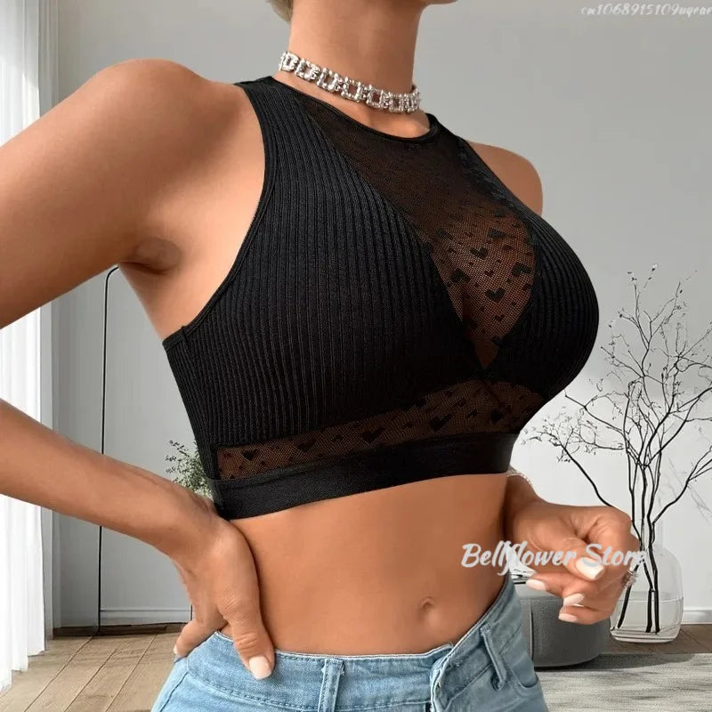 Women Sexy Tank Tops Fishnet Hollow Out Sports Off Shoulder Crop Top Female Outwear Stretch Comfortable Casual Tanks Chic Vest