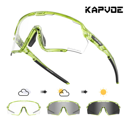 Kapvoe Cycling Glasses Photochromic Cycling Sunglasses UV400 MTB Sports Eyewear Outdoor Bicycle Goggles Bike Cycling Equipment