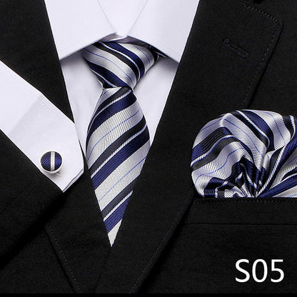 Men`s Tie Red Plaid print Jacquard Woven Tie Hanky Cufflinks Sets For Formal Wedding Business Party Free Postage