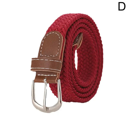 100cm Casual Knitted Pin Buckle Men Belt Woven Canvas Elastic Expandable Braided Stretch Belts For Women Jeans Female Belt