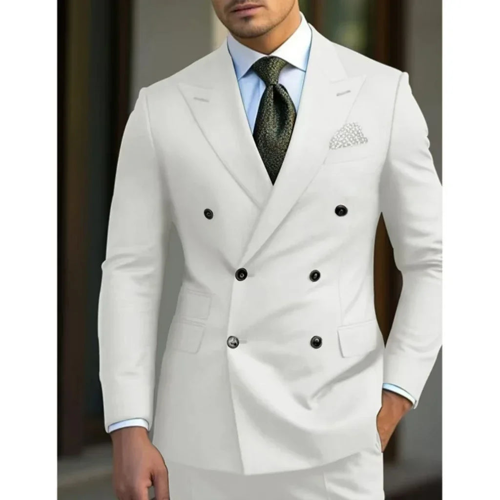 man 2 piece outfit set Pointed collar high-quality slim jackets men&