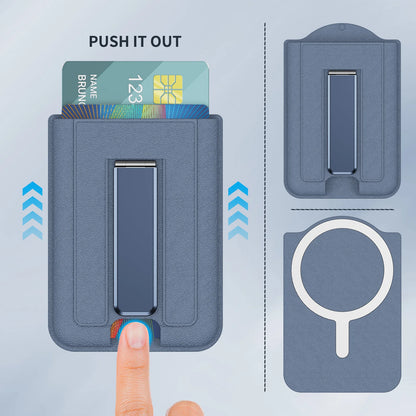 for Magsafe Magnetic Pu Leather Wallet Stand Credit Card Holder for iPhone 17 Air ProMax Anti-theft Swipe Fold Stand Card Holder